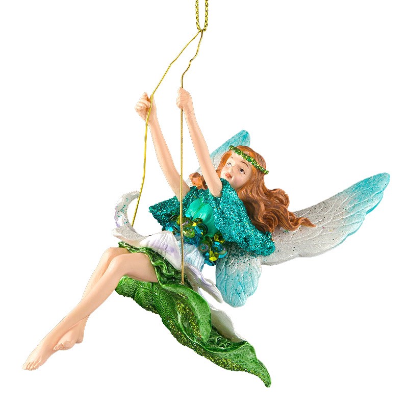 Украшение Фея на качелях 11см, полирезина