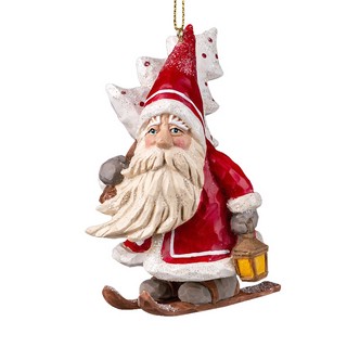 Украшение Санта в снегоступах 11см, полирезина