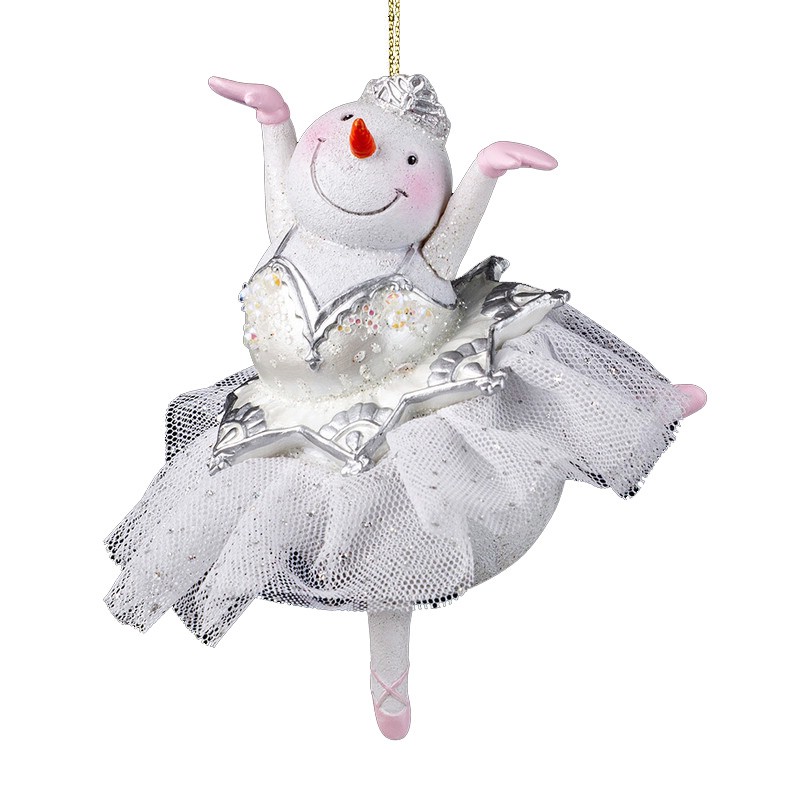 Украшение Снеговик-балерина 12см, полирезина