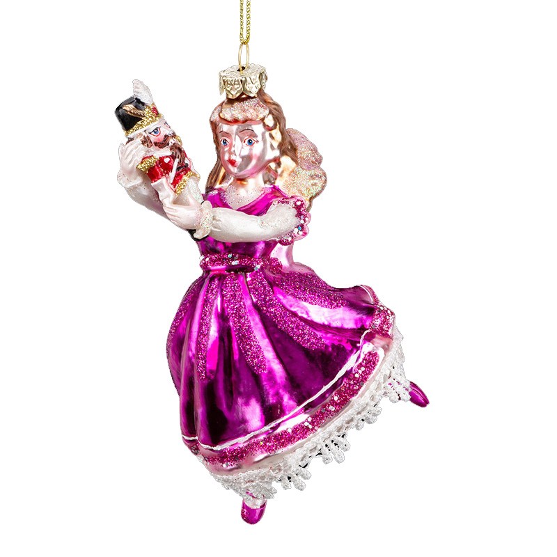 Украшение Мари и Щелкунчик 14см, стекло