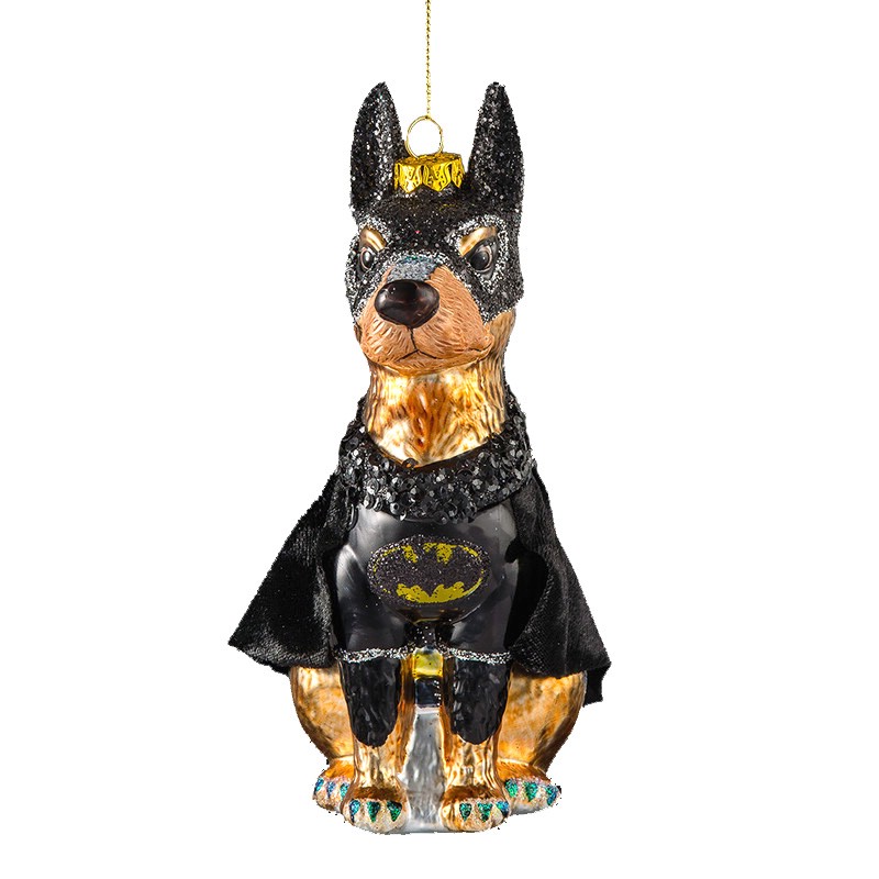 Украшение Доберман Бэтмэн 15см, стекло