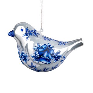 Украшение Птица колокольчики 12см, стекло