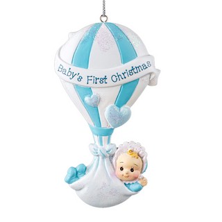 Украшение Малыш на воздушном шаре 10.5см, полирезина