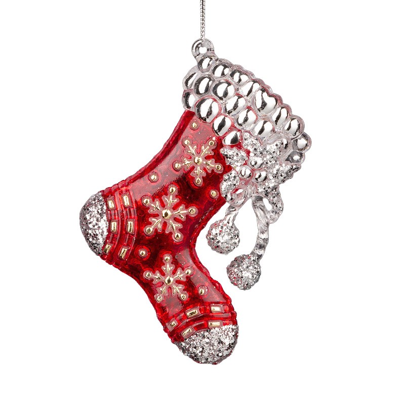 Украшение Носок рождественский 12см, пластик