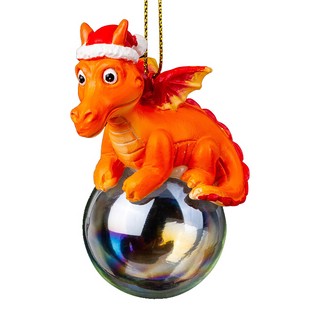 Украшение Дракон на шаре 8см, полирезина