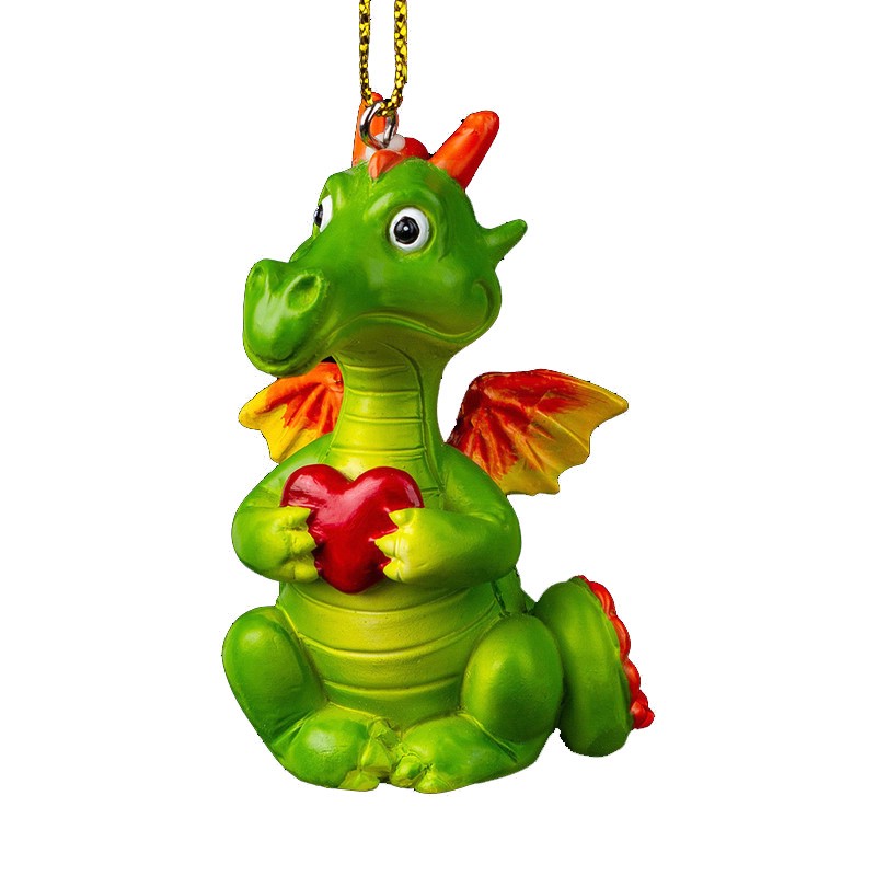 Украшение Дракон с сердцем 7см, полирезина