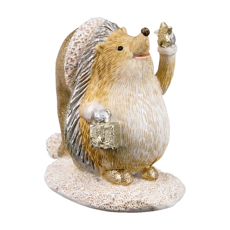 Сувенир Ежик с подарком 8см, полирезина