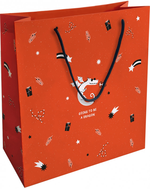 Пакет подарочный Lucky Дракон, красный, 32х32 см, BeSmart N3071