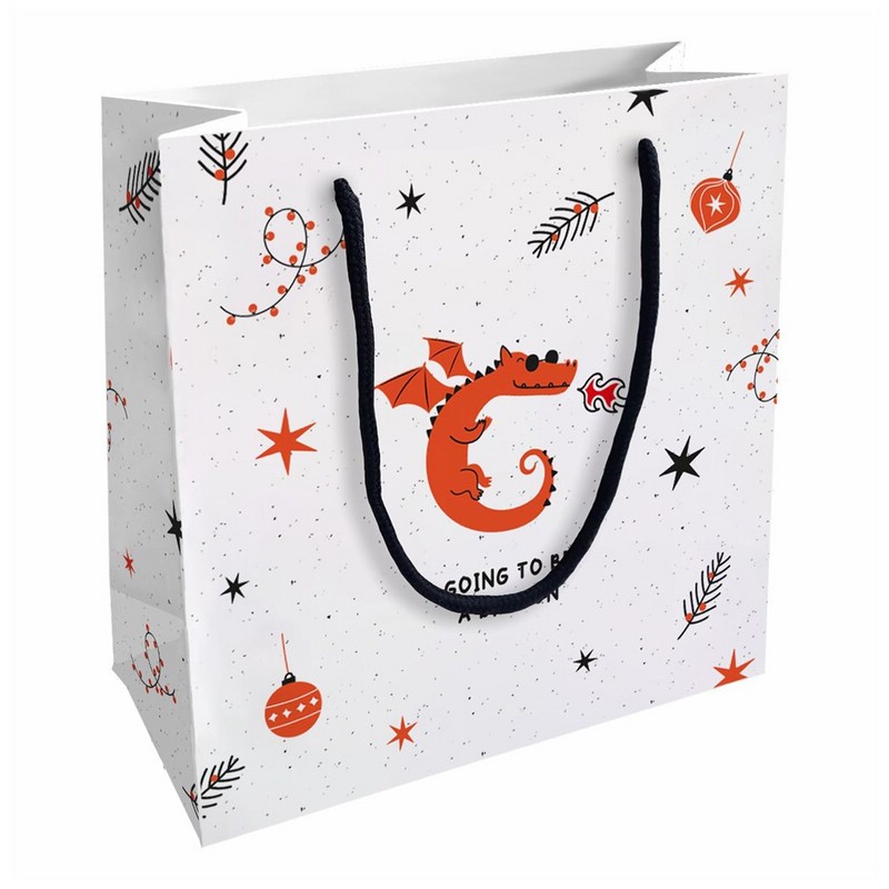 Пакет подарочный Lucky Дракон, белый, 20 х 20 см, BeSmart N3074