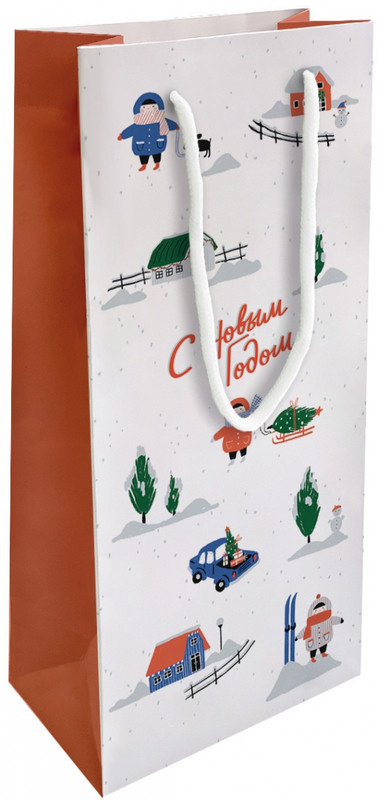 Пакет подарочный New Year, белый, 15 х 32 см, BeSmart N4025