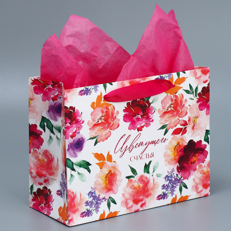 Пакет ламинированный с тишью «Счастье», 23 x 18 x 10 см