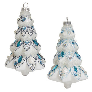 Елочка 'Белый жемчуг' (стекло) 8х8х12,5 см, в ассортименте. Ц...