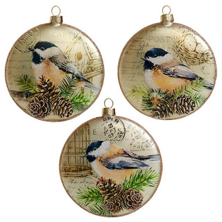 Медальон 'Синица на ветке' (стекло) 10х2х10 см, в ассортимент...