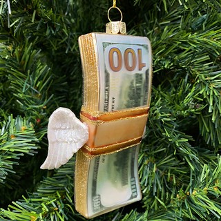 Пачка долларов с крылышками (стекло) 13 см 2