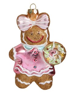 Пряник-девочка с бантом, стекло, 12 см