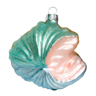 Ракушка с жемчужинками перламутровая бирюза (стекло) 9х5х9,5 см 2