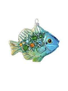 Елочная игрушка 'Рыбка изумрудная' 11 см, стекло, Holiday Cla...