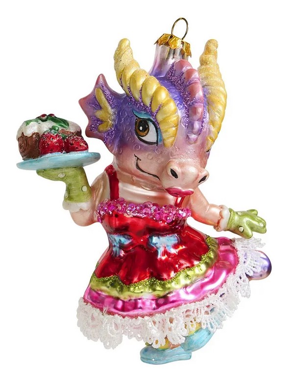 Дракон девушка с рождественским рулетом, 13 см