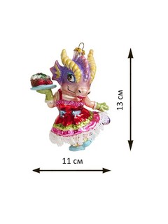 Дракон девушка с рождественским рулетом, 13 см 3