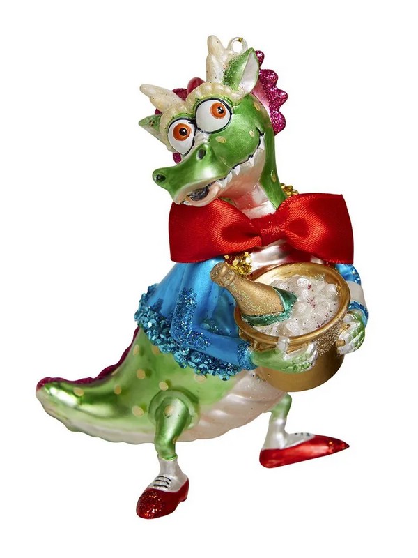 Дракон 'Джентльмен с шампанским' 13см (стекло+полистоун)