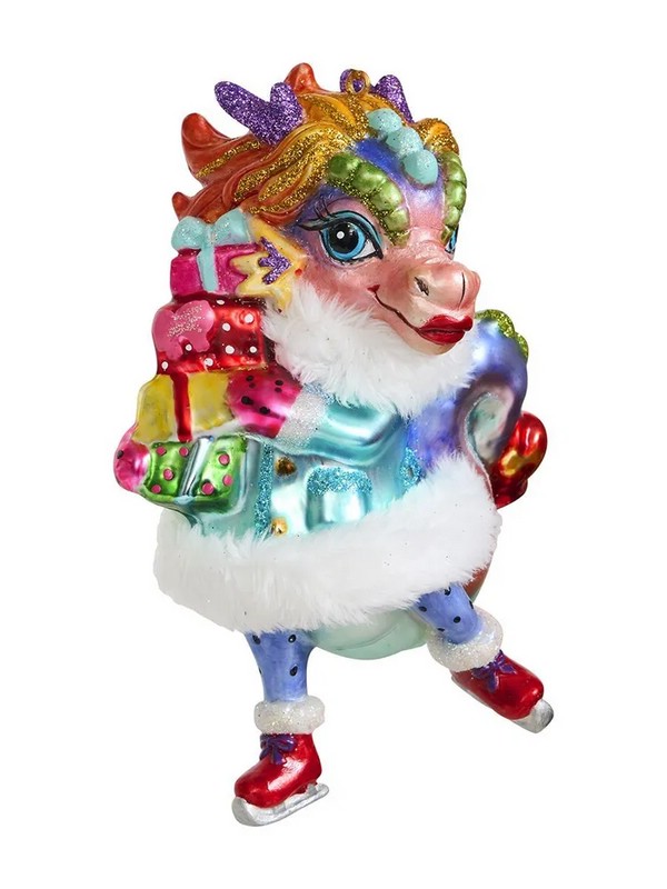 Дракон Фигуристка с подарками, 13.5 см, стекло+полистоун