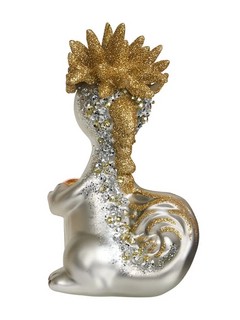 Дракоша серебряный с золотом, 12 см, стекло+полирезин 2