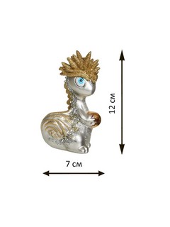 Дракоша серебряный с золотом, 12 см, стекло+полирезин 3