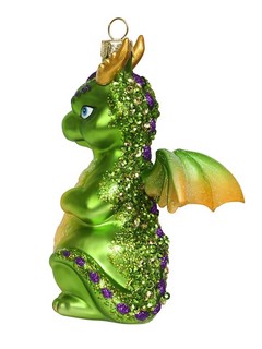 Дракон с золотым декором зелёный, 11 см, стекло+полирезин 2