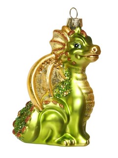 Дракон Китайский зелёный, 11 см, стекло 1