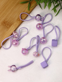 Набор резинок для волос 'Pearl heart', purple, 10 шт. в наборе