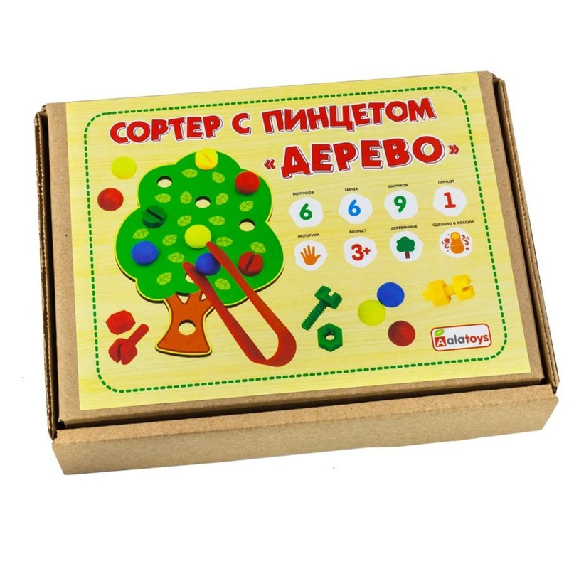 Сортер Alatoys с пинцетом 'Дерево', артикул СОР48