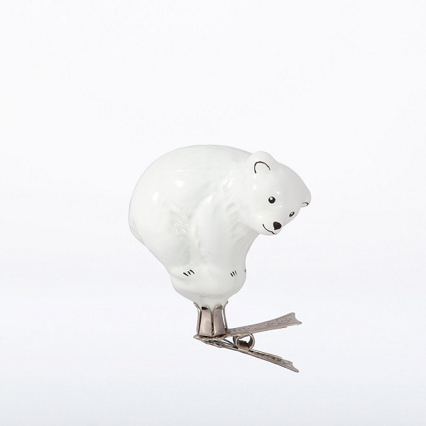 Белый медведь, на прищепке, стекло, артикул С 1882