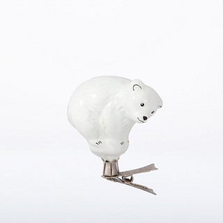 Белый медведь, на прищепке, стекло, артикул С 1882