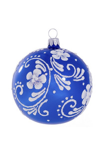 Шар 'Белые цветы', стекло, артикул С 2242 1