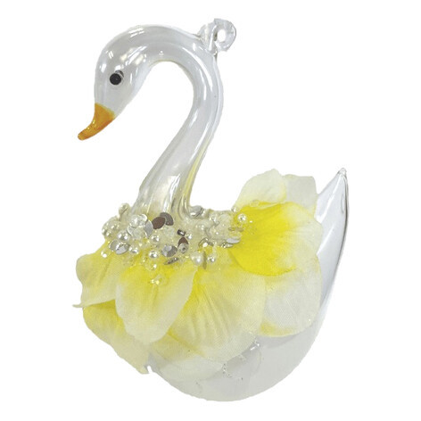 Лебедь 'Белый жемчуг' (стекло прозрачное) 8х6х10 см