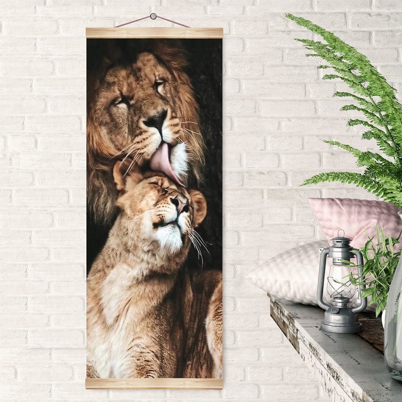 Картина по номерам 'Львиная любовь' 17 цветов, 35х88 см, Molly