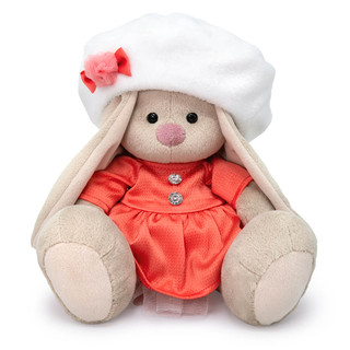 Коралловое платье и белый берет для Зайки Ми, 23 см 6