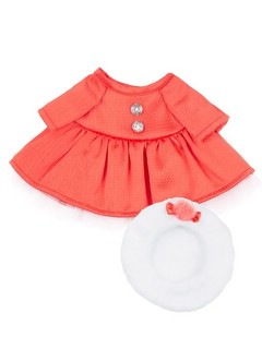 Коралловое платье и белый берет для Зайки Ми, 23 см 3