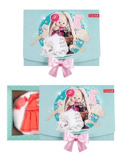 Коралловое платье и белый берет для Зайки Ми, 23 см 5