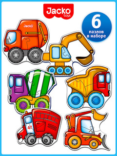 Baby Puzzle Техника, Контурные пазлы, 6 пазлов, 15 элементов, Jacko Toys 2