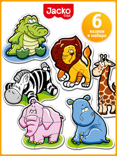 Baby Puzzle Животные, Контурные пазлы, 6 пазлов, 17 элементов, Jacko Toys 2