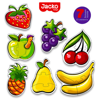 Baby Puzzle Фрукты, Контурные пазлы, 7 пазлов, 23 элемента, Jacko Toys 2