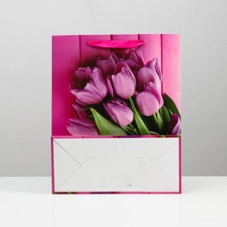 Пакет ламинированный 'Тюльпаны', 26 x 32 x 12 см 2