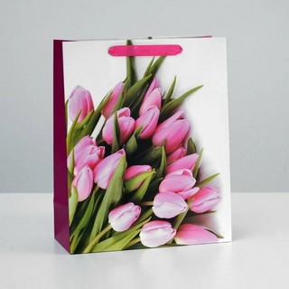 Пакет ламинированный 'Тюльпаны', 26 x 32 x 12 см
