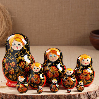 Матрёшка 'Хохлома' 16 см, 10 кукол, ручная роспись 1