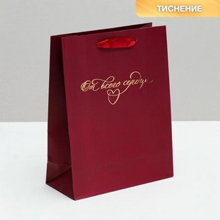 Пакет ламинированный вертикальный 'От всего сердца' 12 x 15 x...