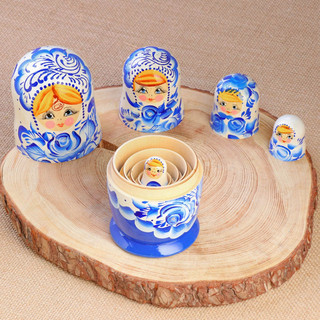 Матрёшка «Гжель» 18 см, синее платье, 5 кукол 6