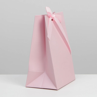 Пакет подарочный с лентой «Розовый», 13 x 19 x 9 см 2