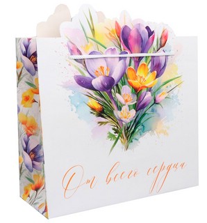 Пакет подарочный «От всего сердца», цветы, 25 х 26 х 10 см