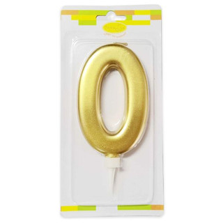Свеча Цифра 0, 12 см, золотой